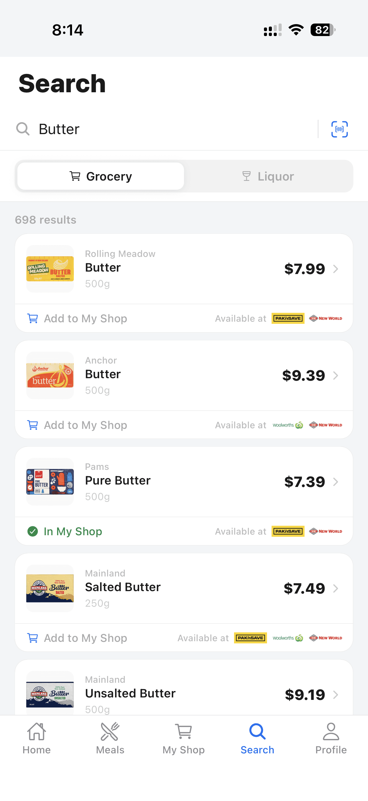 Tallo grocery search comparing current prices